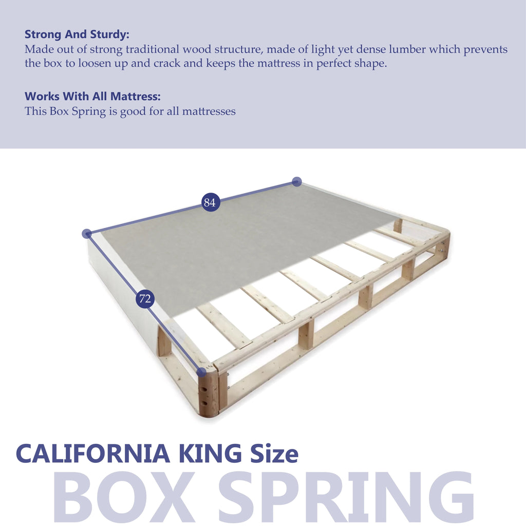 Fully Assembled Wood Box Spring for Mattress, Queen, White R50300