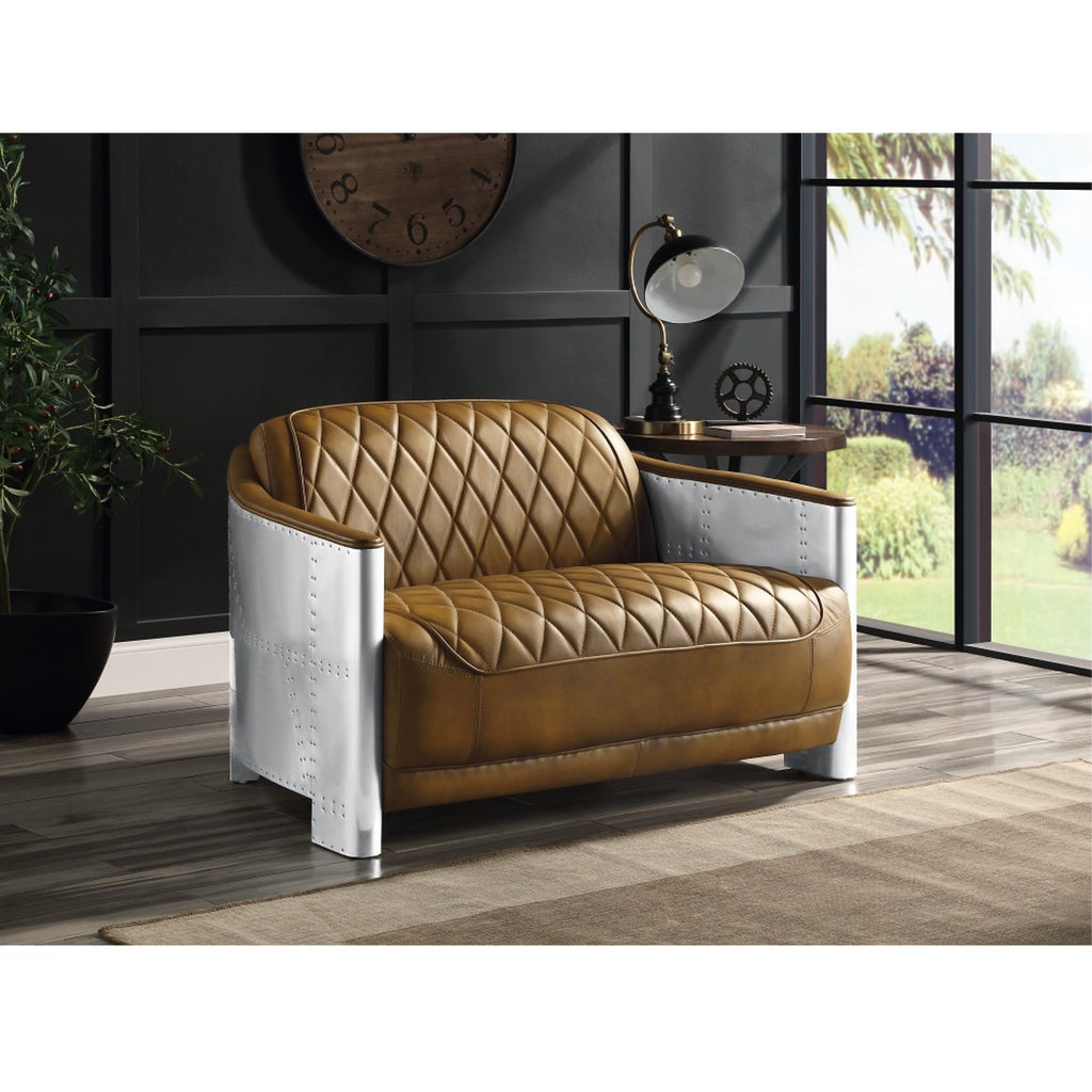 Espresso Top Grain Leather Loveseat A595