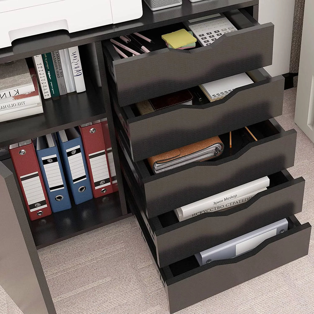 5 Drawer Wood File Cabinet with Charging Station V6718