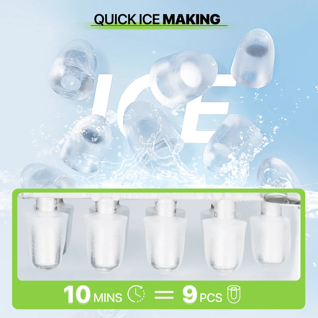 Black Portable Self-Cleaning Countertop Ice Maker with Scoop and Basket P452