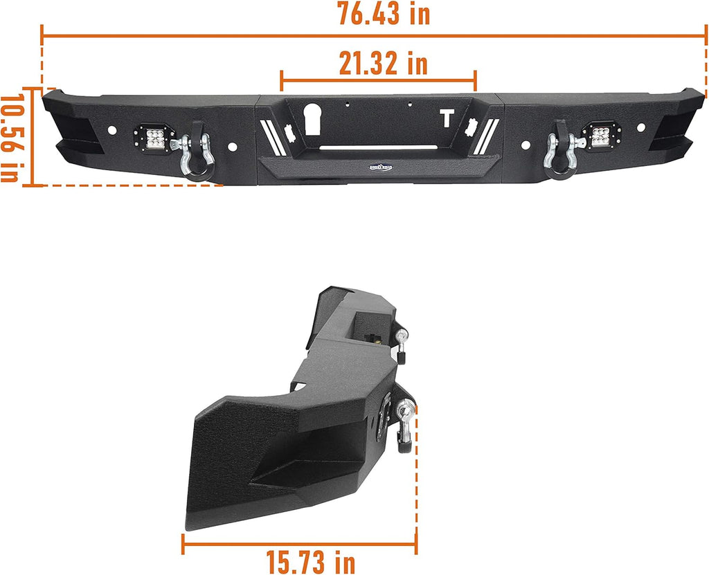 Rear Step Bumper Full Width Texture Steel Back Bumper with LED Lights Z368470