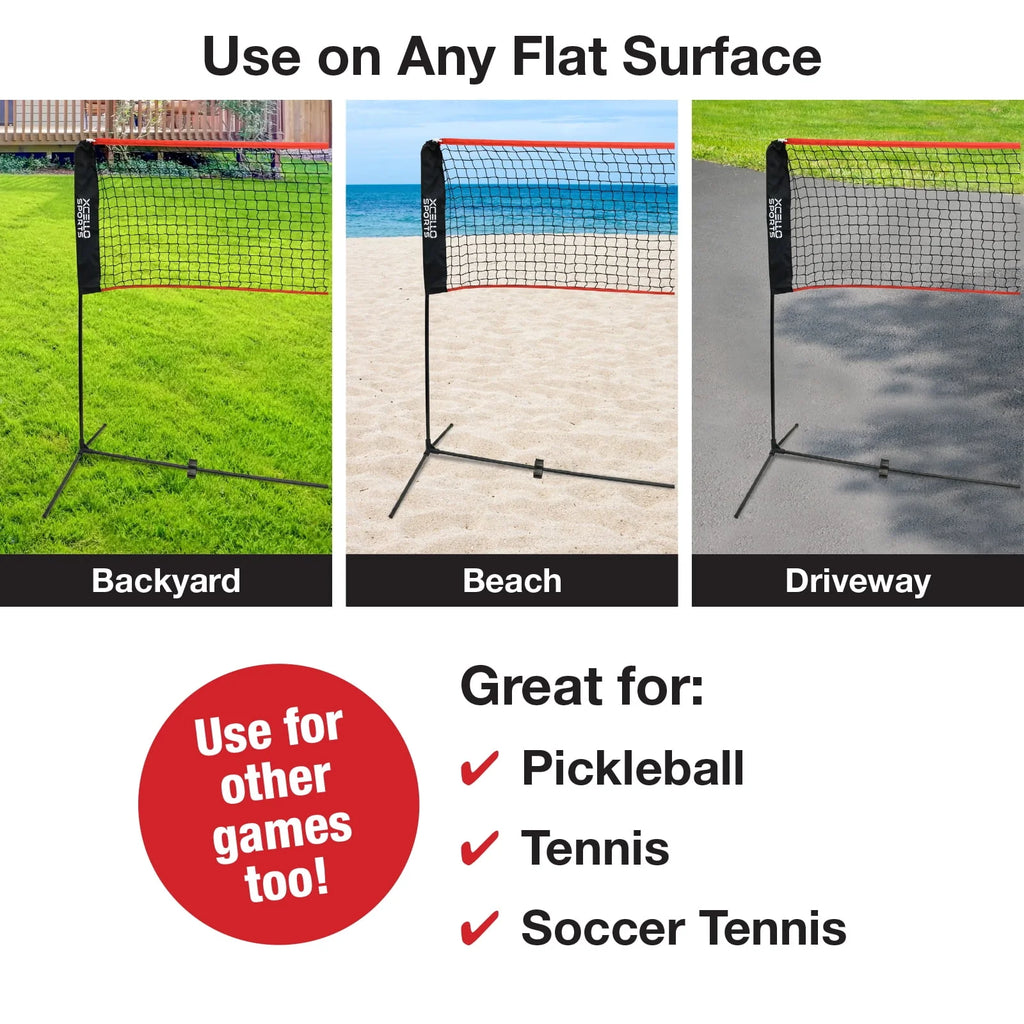 Badminton Set with Foldable Net, 4 Rackets, 6 Shuttlecocks, and Carry Bag C6973