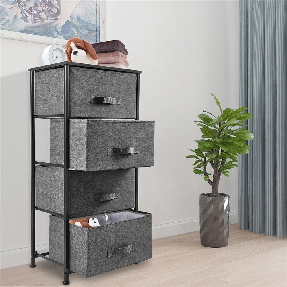 Dark Grey 4 Drawer Fabric Dresser G348651