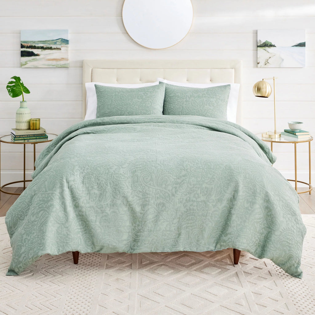 Sage Green Crinkled Gauze Duvet Set D6458