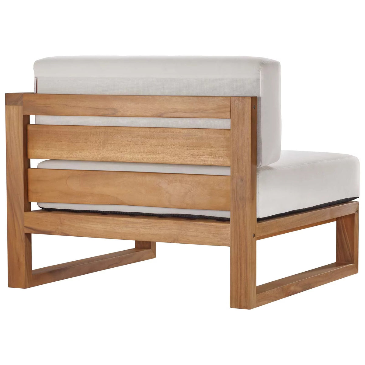 White Teak Wood Fabric Lounge Chair J883988