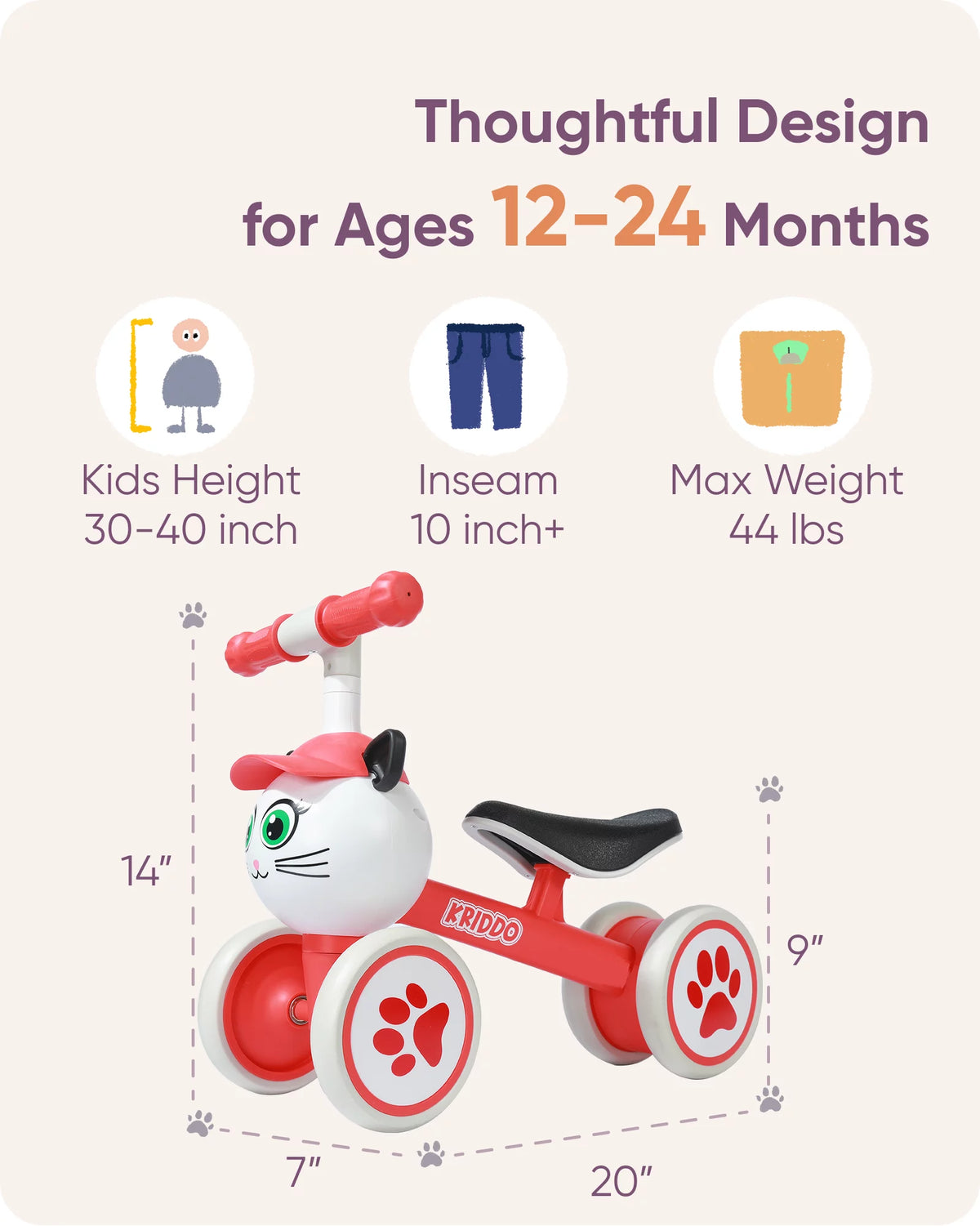 Baby Balance Bike for 1-2 Year Old M227
