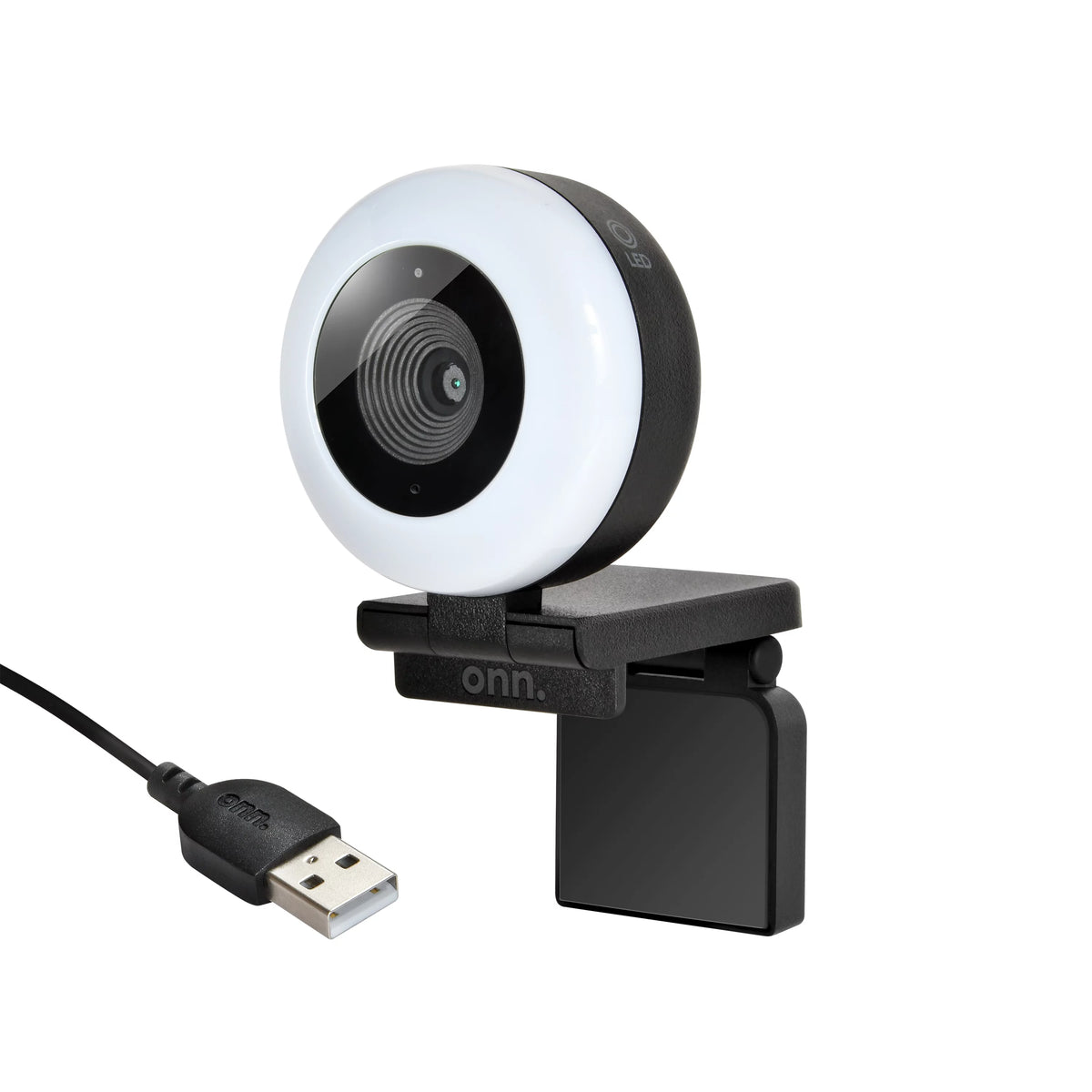 Webcam with Ring Light, Autofocus, Built-in Microphone, White & Black O476