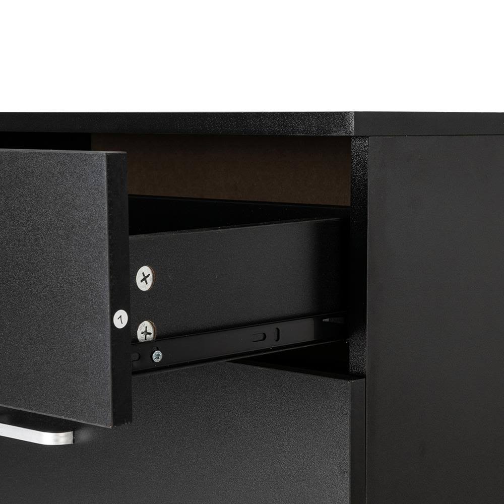 Black 3 Drawer Wood End Side Table Q740