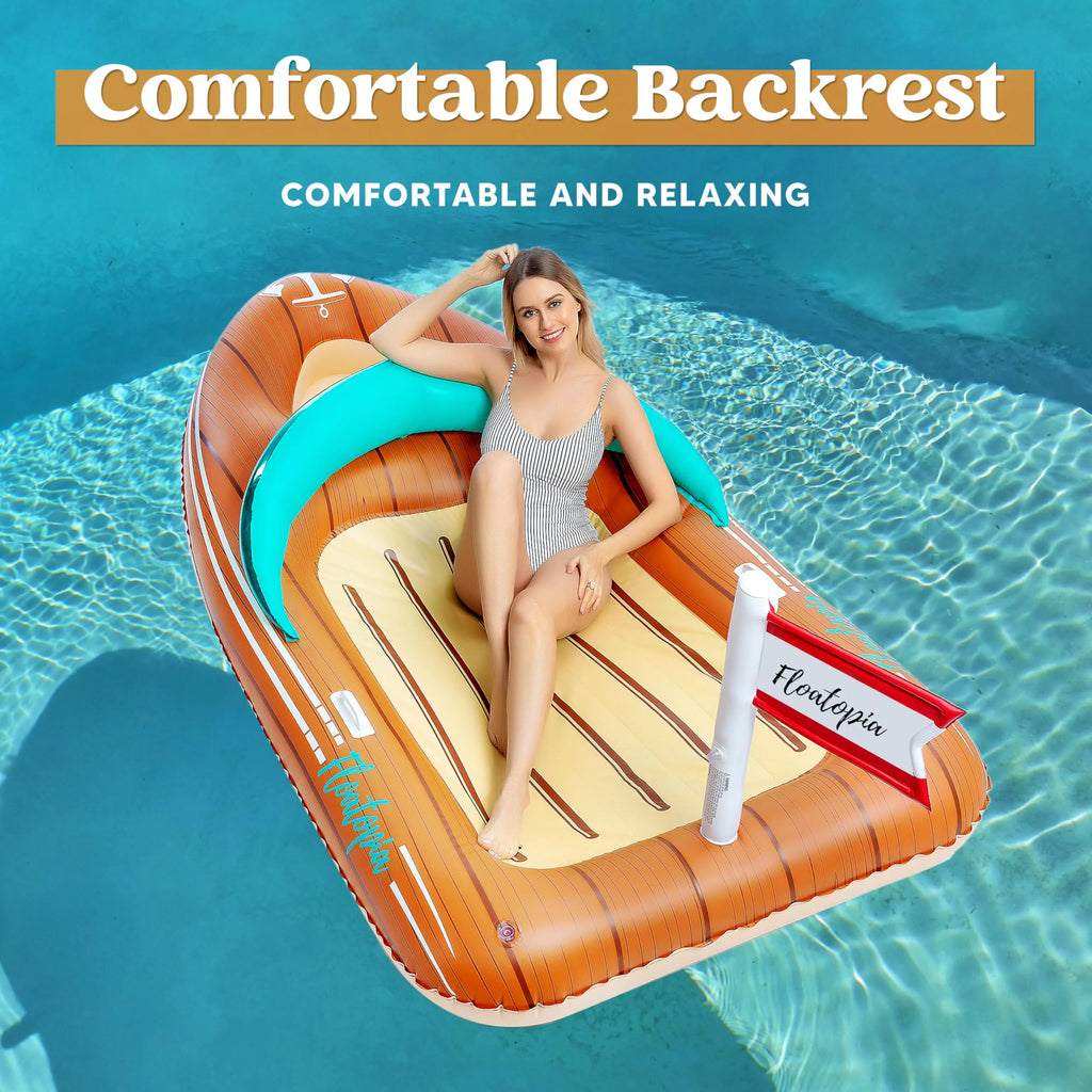 8 ft Inflatable Boat Pool Float with Reinforced Cooler V1769
