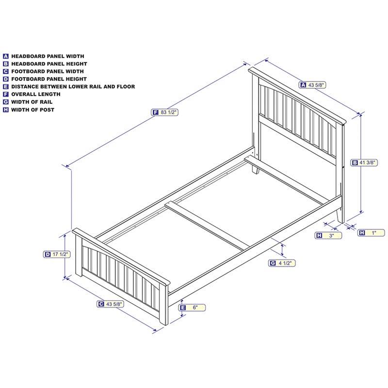 Walnut Twin XL Bed Footboard H382