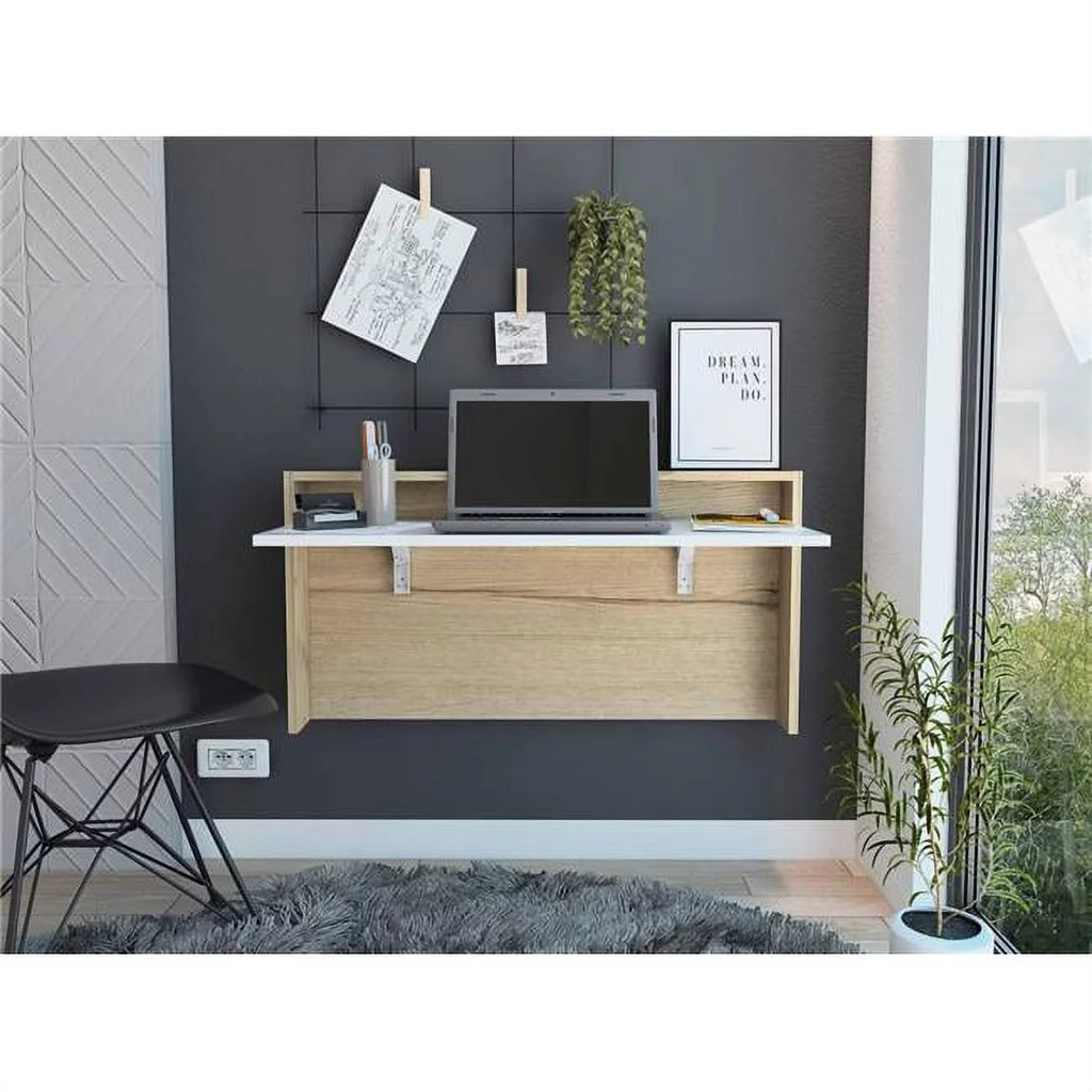 White Natural Folding Floating Desk E2381