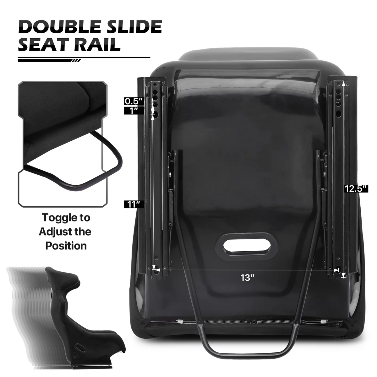 Black Racing Bucket Seat with Adjustable Slide P430086