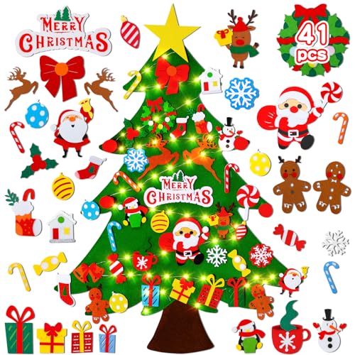 Felt Christmas Tree Set with 41 Ornaments A742