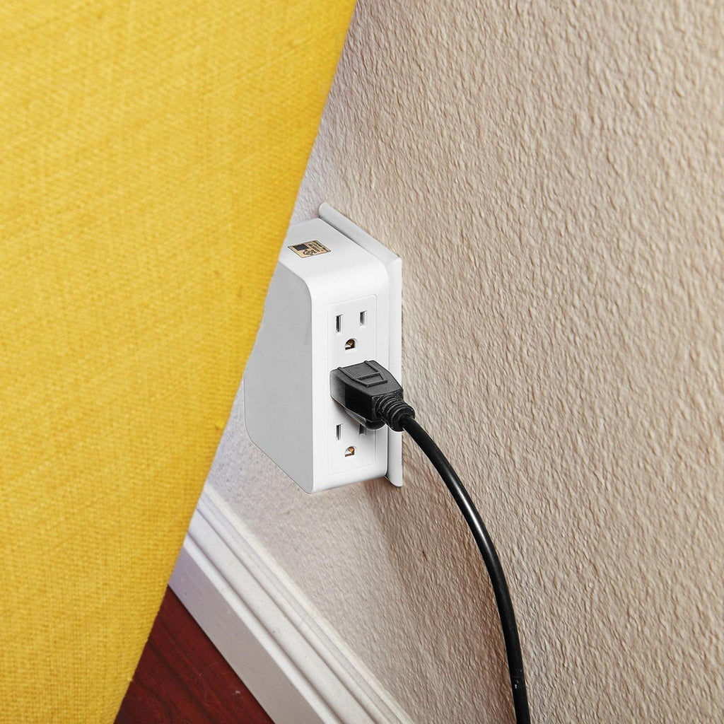 6 Outlet 3-Prong Side Entry Tap White F69697