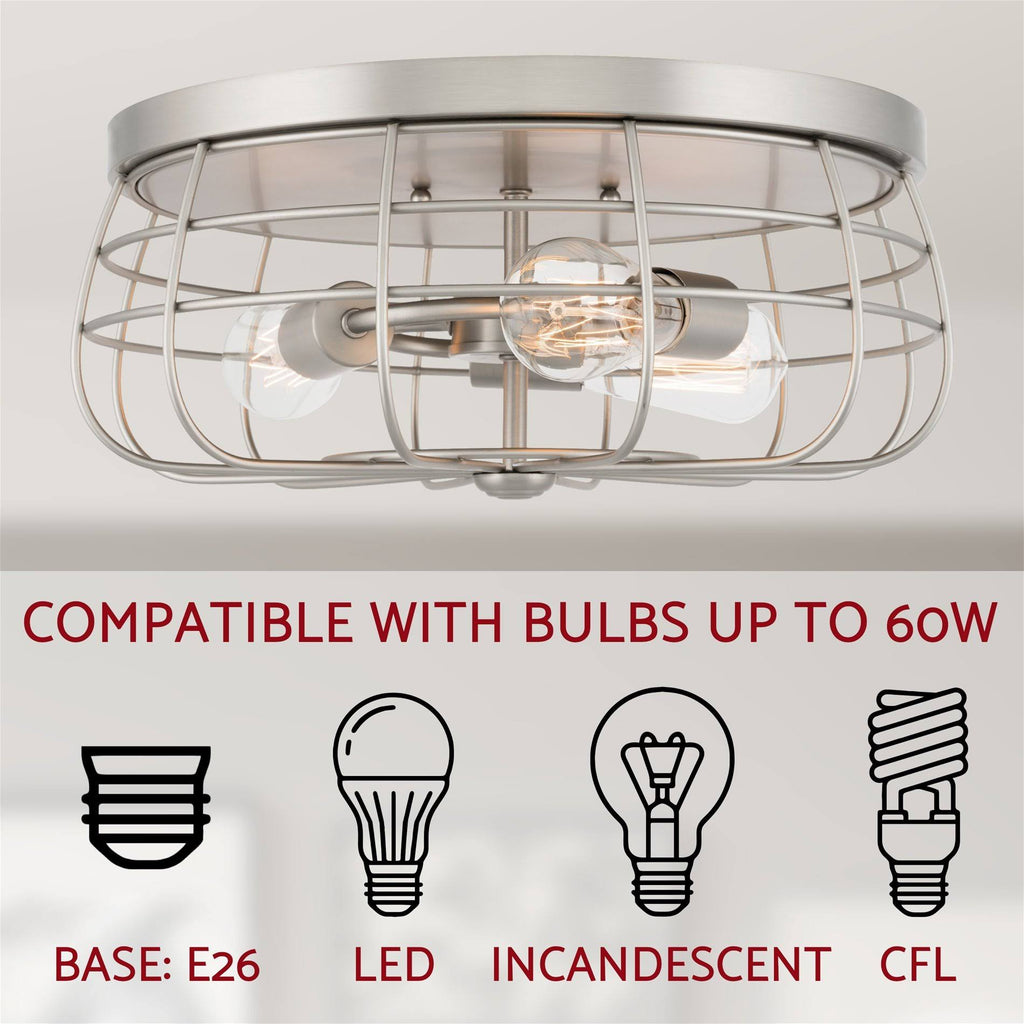 15x22 3-Light Round Cage Flush Mount Ceiling Light Z662