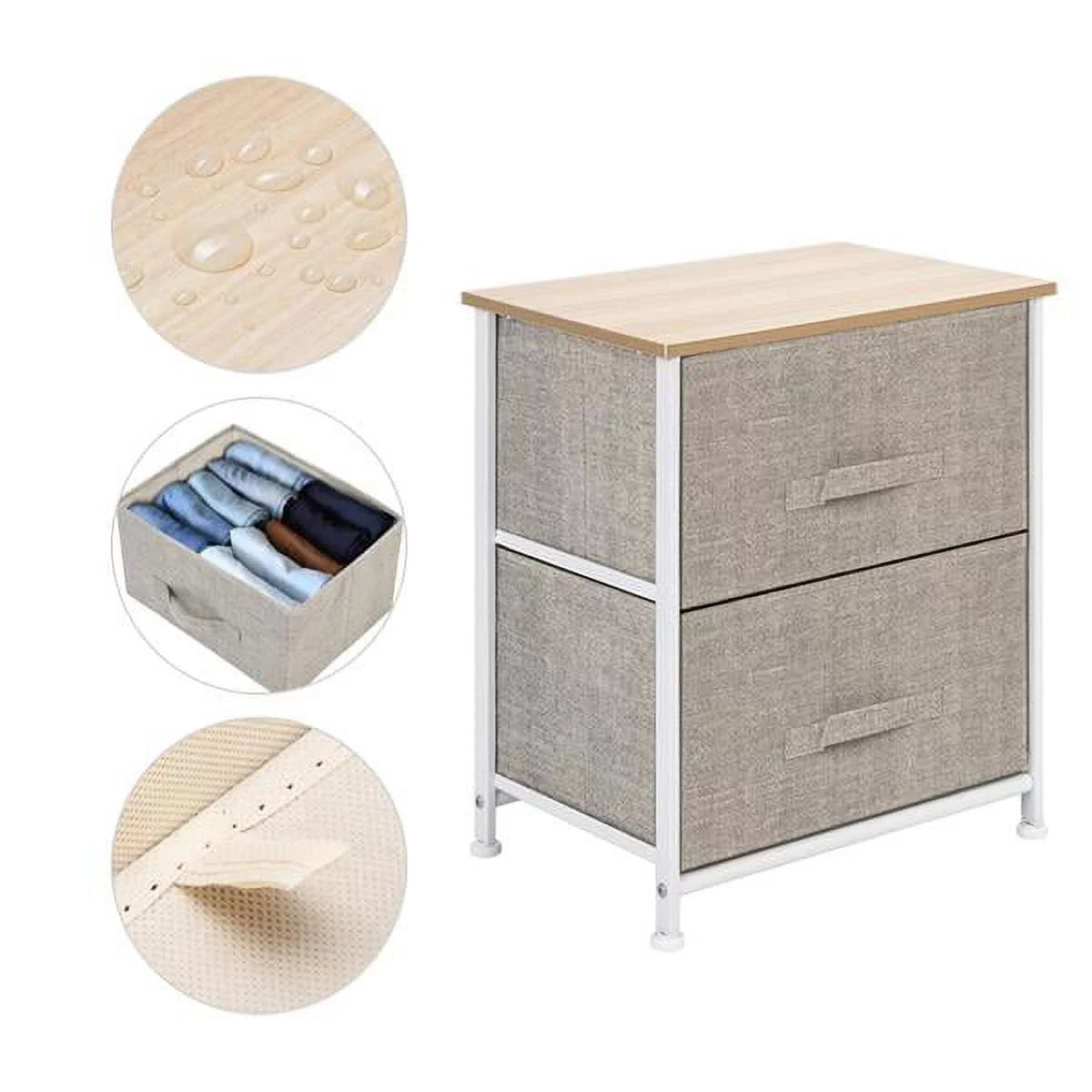 2 Drawer Fabric Nightstand U729441