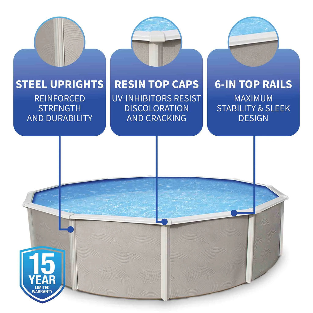 24-ft Round 52-in Deep Metal Wall Swimming Pool O8047