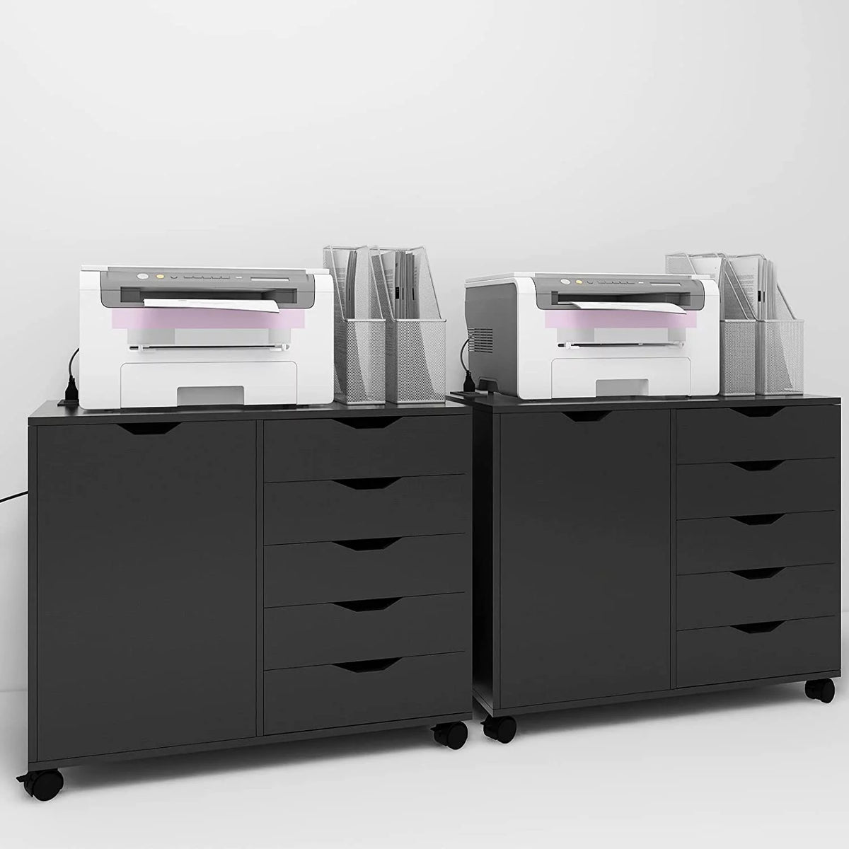 5 Drawer Wood File Cabinet with Charging Station V6718