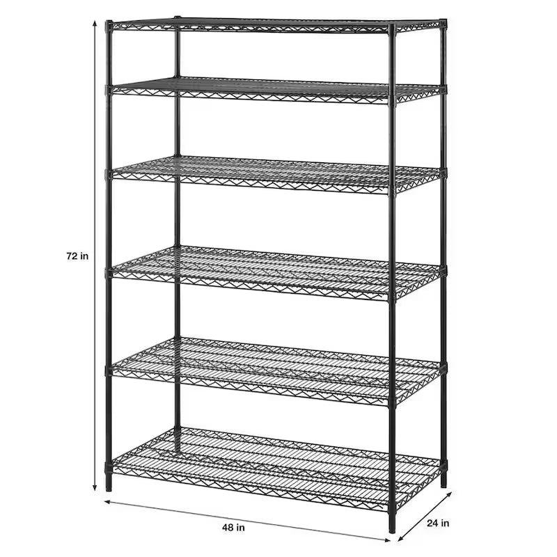 Black 6-Tier Steel Wire Shelving Unit F955265
