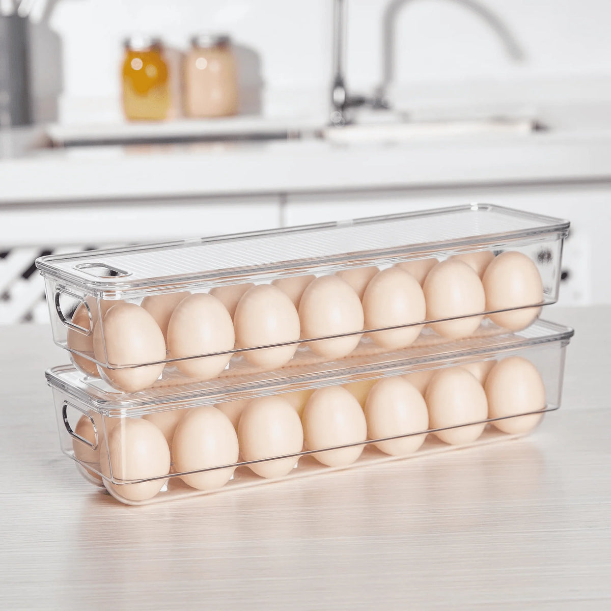 Set of 8 Clear Plastic Refrigerator Organizer Bins Q41462