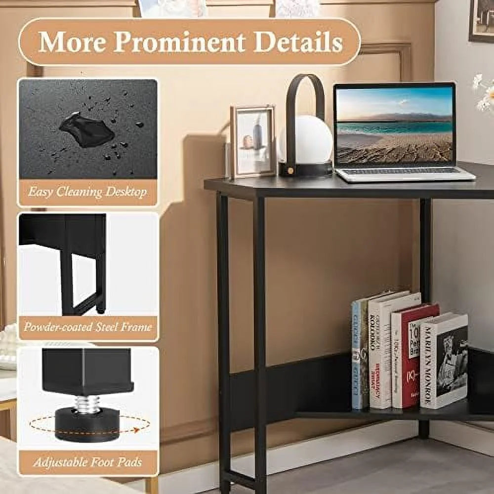 Corner Desk with Power Outlet Black W649864