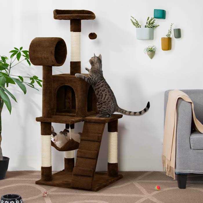 Plush Cat Tree Condo with Hammock Tunnel L1336