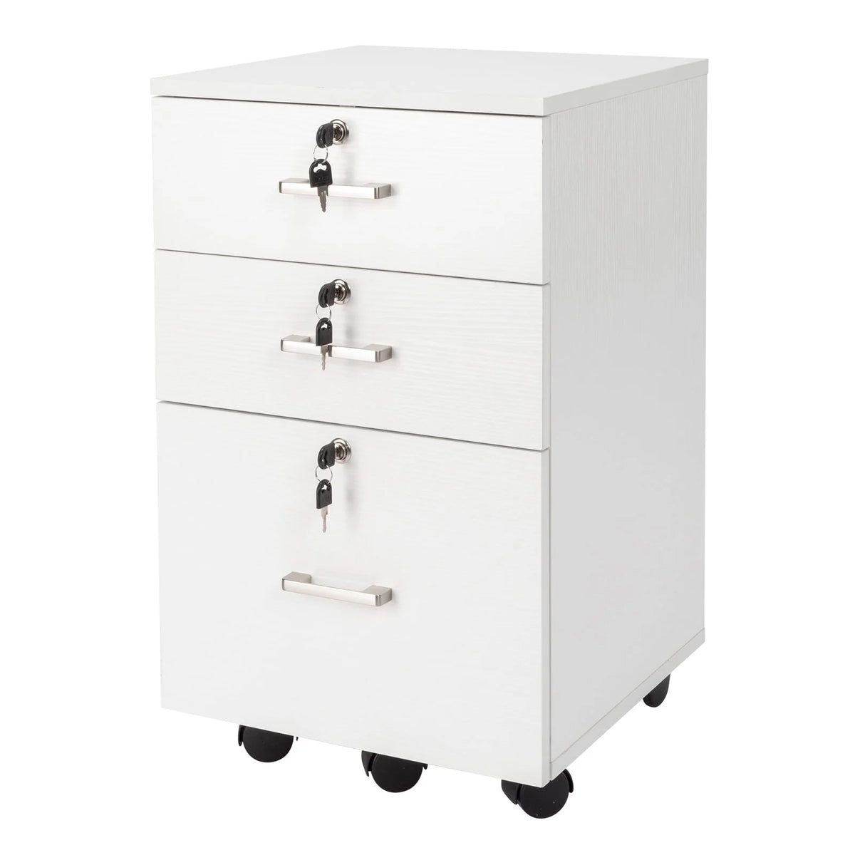 3 Drawer Rolling Wood File Cabinet with Lock S82837