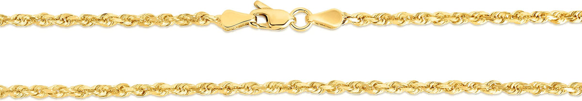 10k Yellow Gold Diamond Cut Rope Chain Necklace W219644