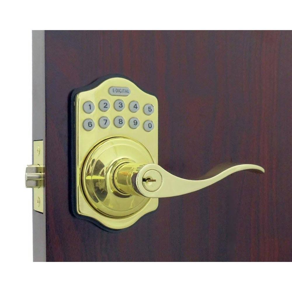 Digital Electronic Door Lever, Bright Brass B4872