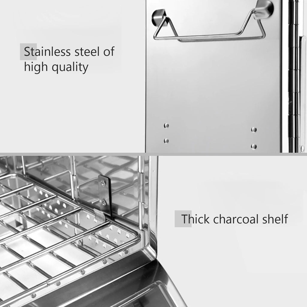 Foldable Wood Stainless Steel Barbecue Grill L9289