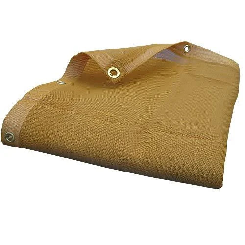 Beige Tan Heavy Duty Mesh Tarp Sun Shade Awning and Fence Screen I9358