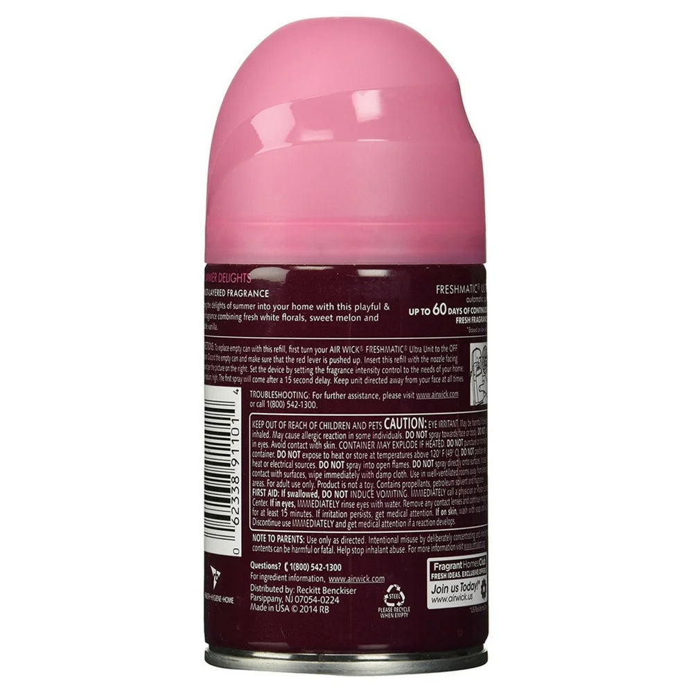 Air Freshener Spray, Summer Delights with White Flowers, Melon & Vanilla Scent (Pack of 4) B22993