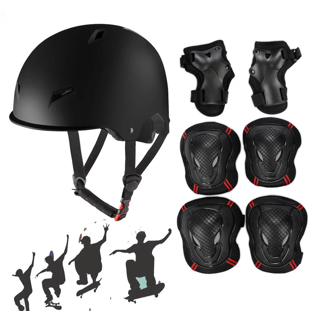 Skateboard Helmet with Elbow Knee Wrist Pads Protective Gear Z965197