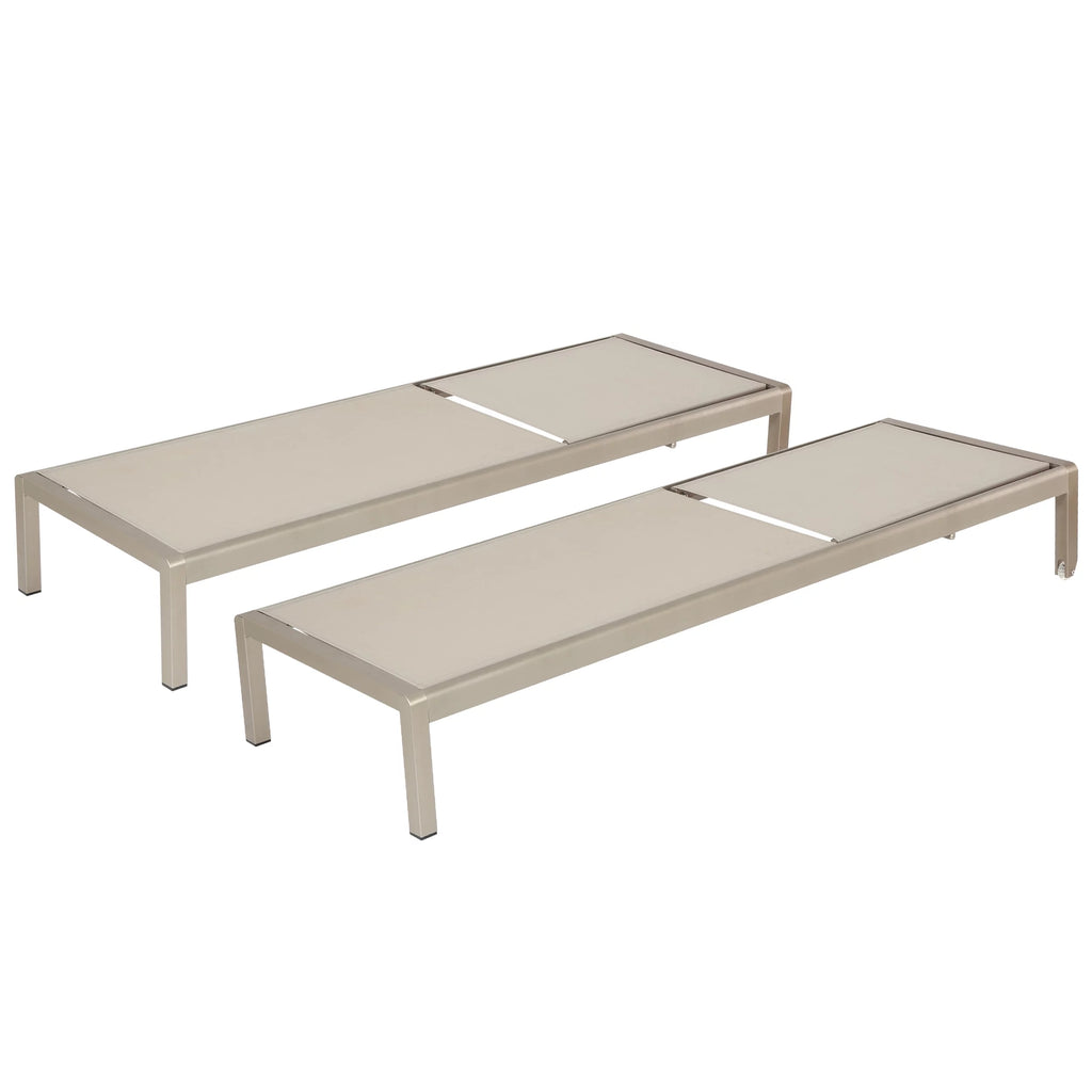 Grey Outdoor Mesh Chaise Lounge Set of Two W190113
