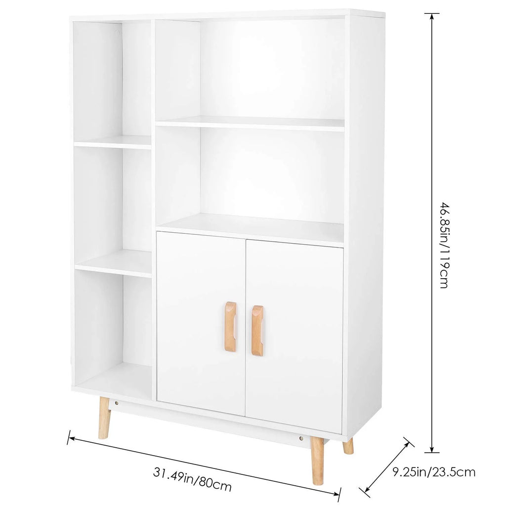 5 Cube White Bookcase with Door W888