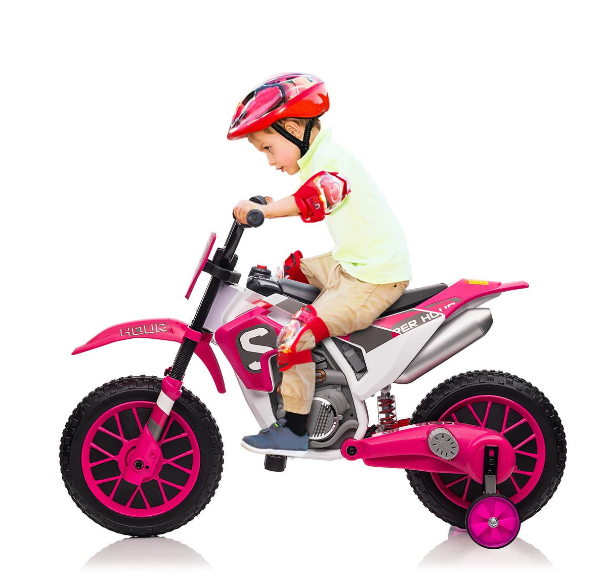 12V Kids Off-Road Ride on Dirt Bike with Training Wheels, Green E1800