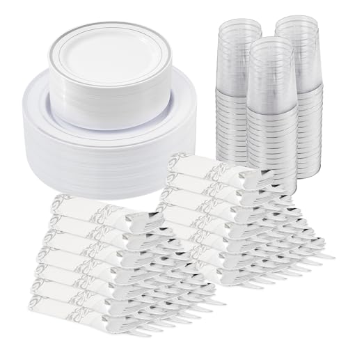 Gold Disposable Plastic Dinnerware Set of 50 G147016
