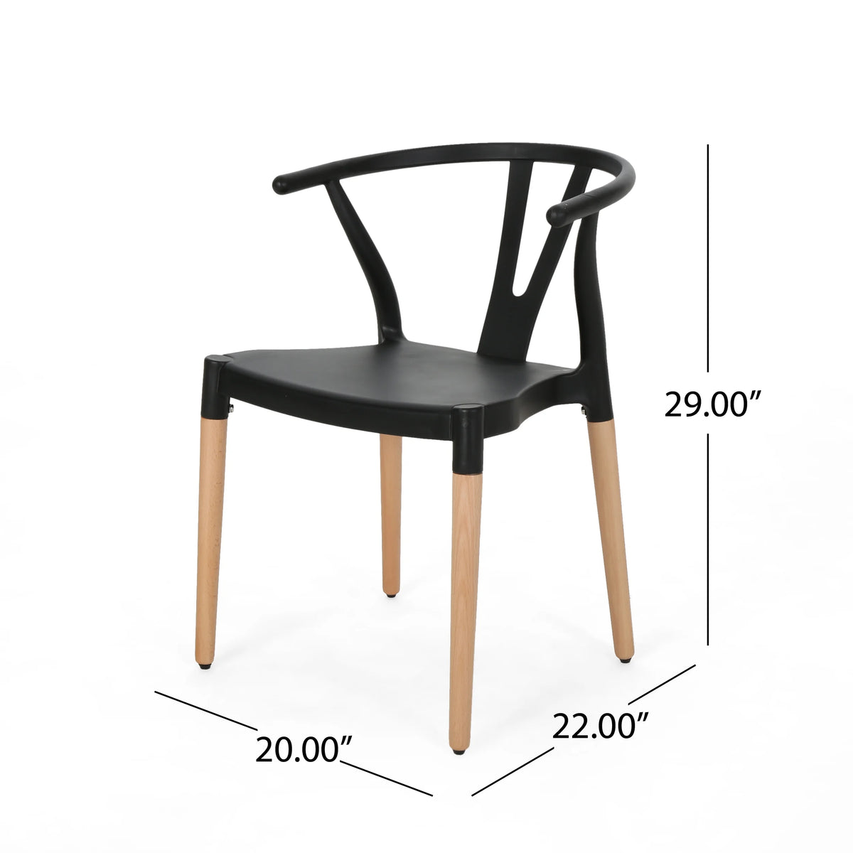 Black and Natural Finish Beech Wood Dining Chair Set of 2 N46521