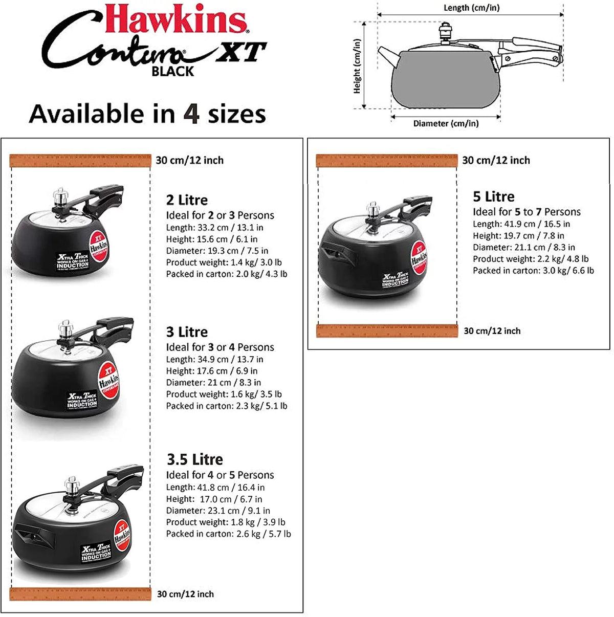Black 5L Hard Anodized Pressure Cooker G71585