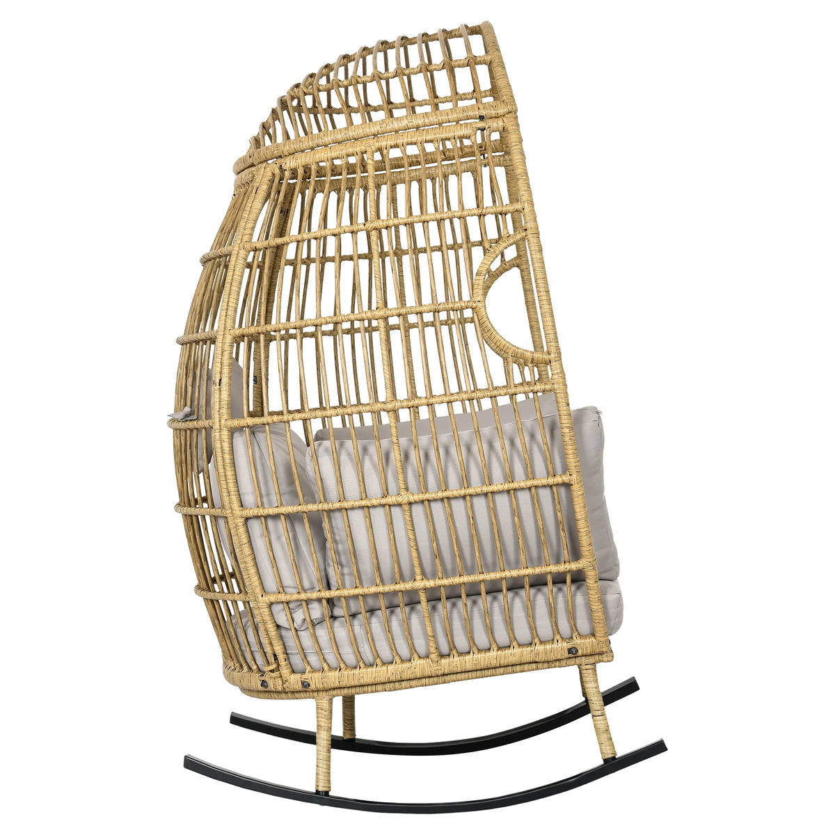 Grey Oversized Wicker Egg Rocking Chair L68915