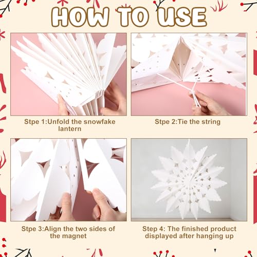 12 Pcs White Paper Star Lanterns I17770