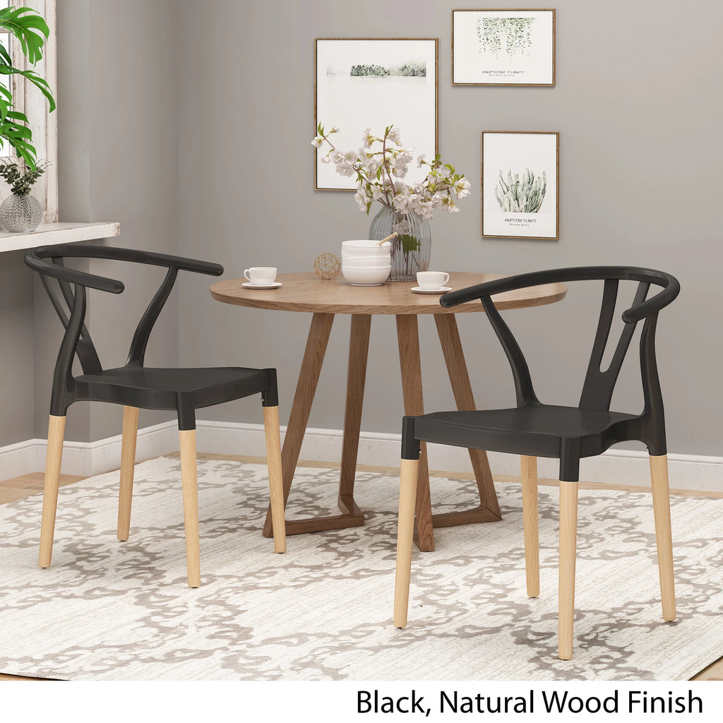 Black and Natural Finish Beech Wood Dining Chair Set of 2 N46521