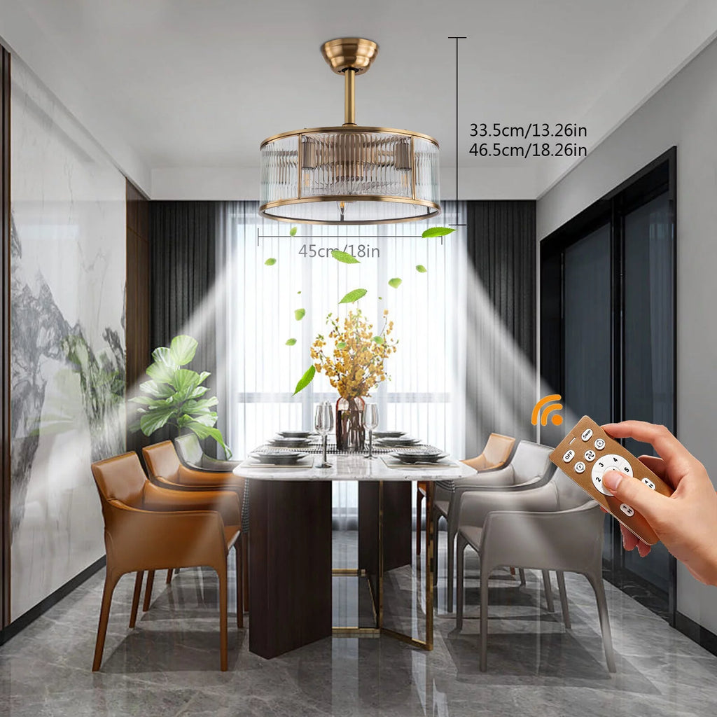 Caged Ceiling Fan Light with Remote A83331