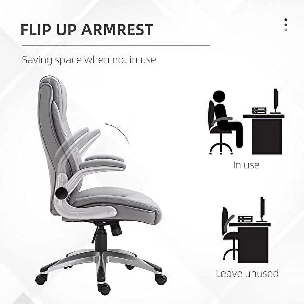 Grey Faux Leather Ergonomic Home Office Chair W271204