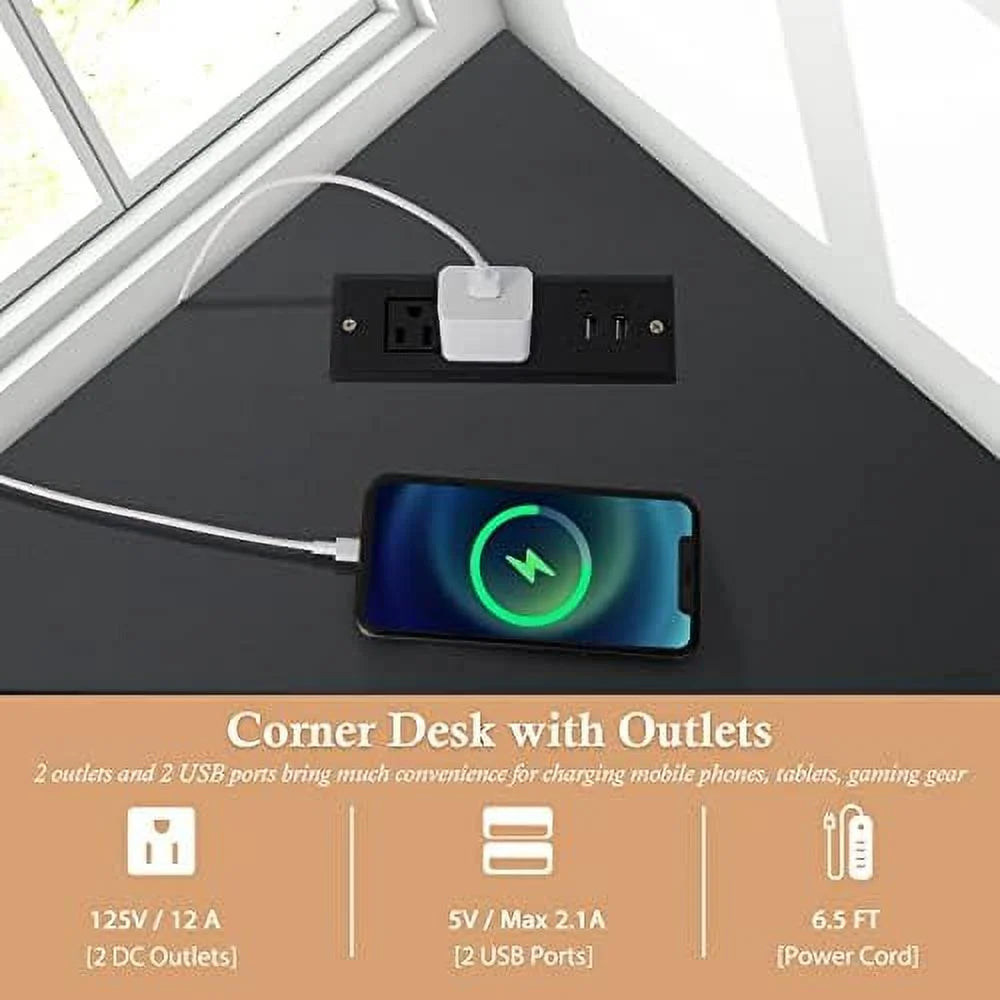 Corner Desk with Power Outlet Black W649864