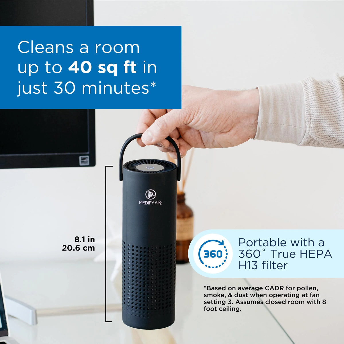 Portable Air Purifier with True HEPA H13 Filter, Black C4486
