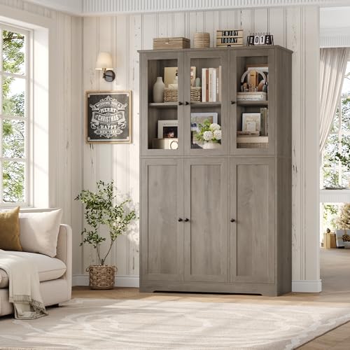 Grey 69" Tall Bookshelf with Storage Cabinet L159007