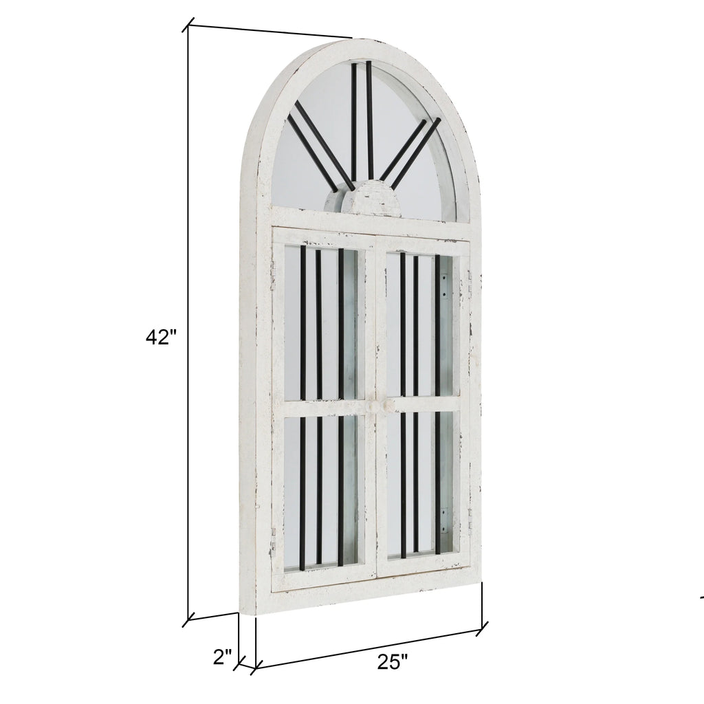 White Arched Window Wall Mirror 42" x 25" R35744