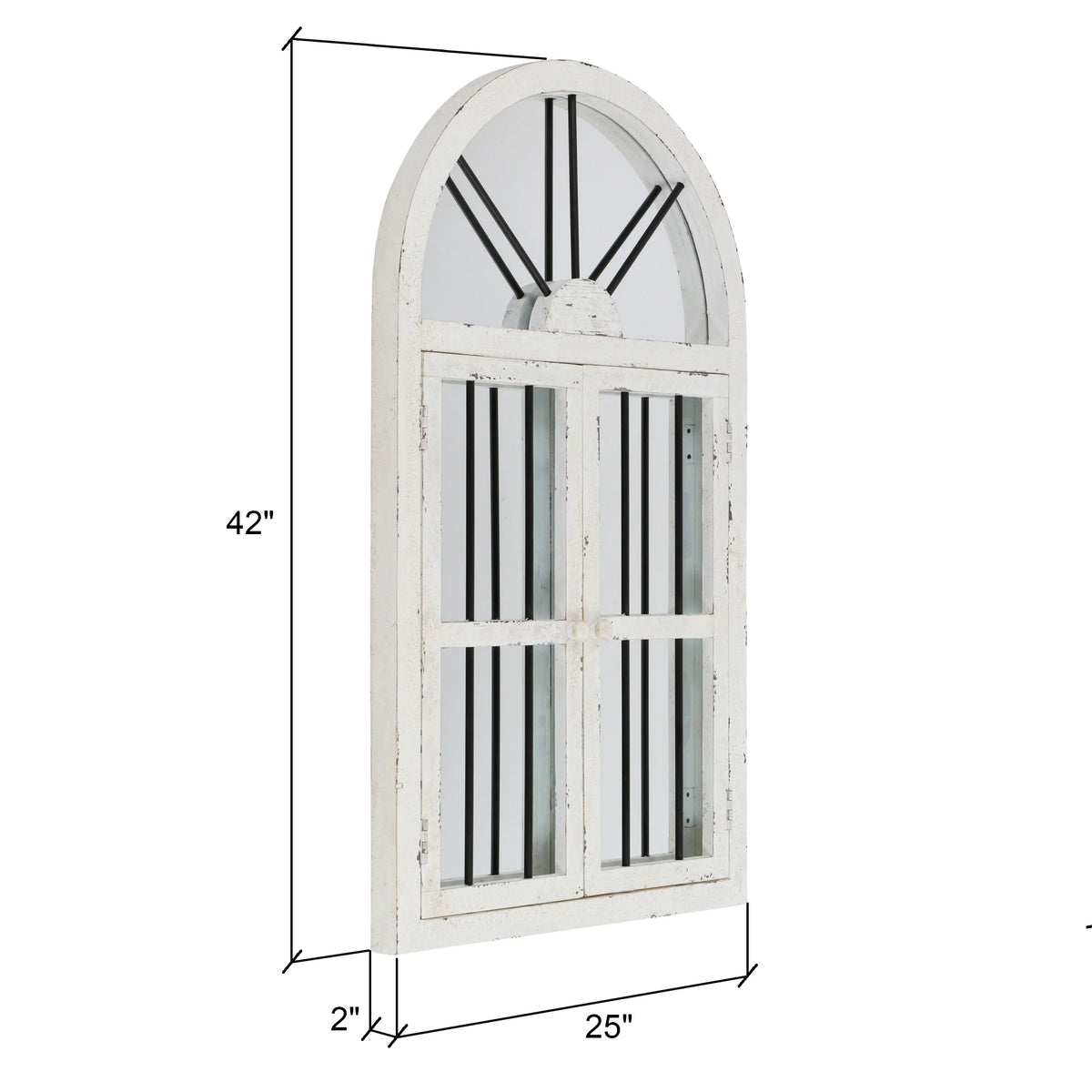 White Arched Window Wall Mirror 42" x 25" R35744