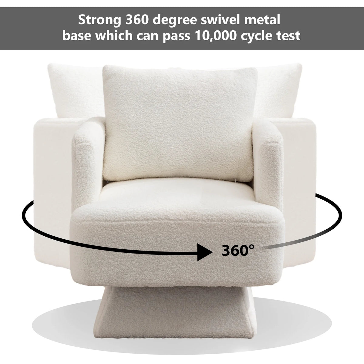 Beige Lamb Wool Swivel Accent Chair Y389